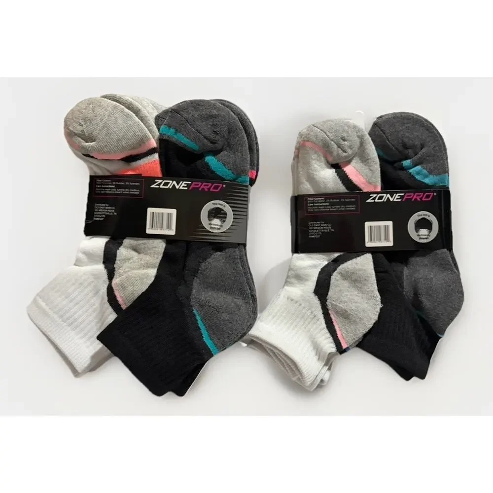 Zone Pro Ladies Half Cushion Ankle Socks 12 Pair Athletic Shoe Size 4-10 NEW